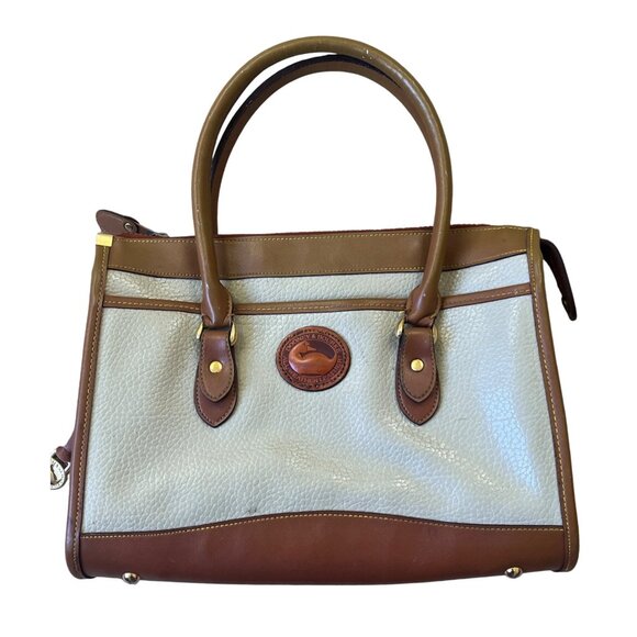 Dooney & Bourke VTG All Weather Satchel Purse Ivory Pebbled Old Money Classic - Picture 1 of 16
